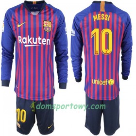 Koszulka FC Barcelona Messi 10 Dziecięcy Domowe Koszulki Piłkarskie 2018-2019 Długi Rękaw